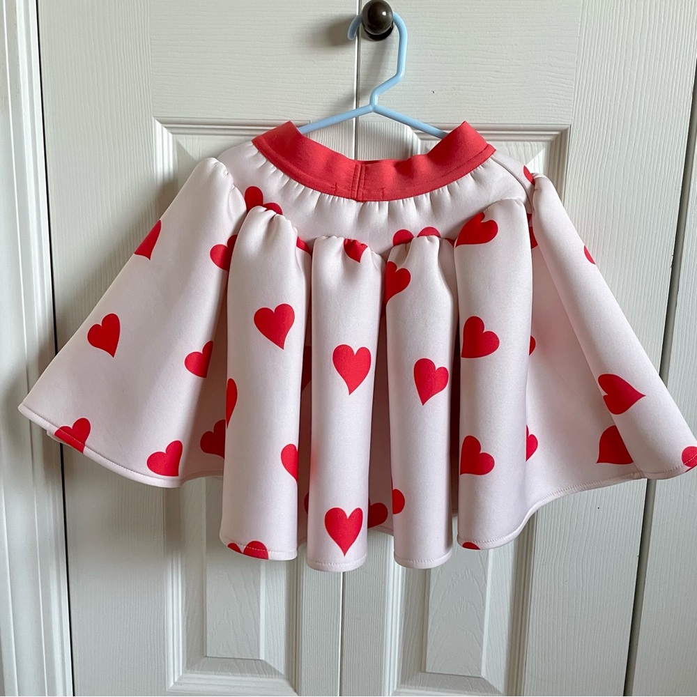 Airfish Pink with Red Heart Print Kids puffy Skirt size M